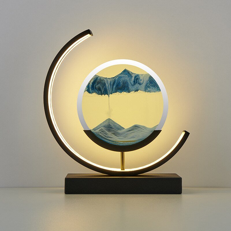LED Tafellamp met Bewegend Zand Glazen Bol 360° Draaibaar Warm Licht Decoratief Modern Design Sfeerlamp | Sulvida
