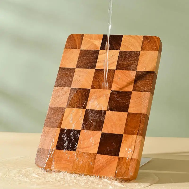 Snijplank Beuken Hout Dambordpatroon Rechthoekig Vierkant Snijden Groenten Vlees Keuken Serveren Broodplank | Sulvida