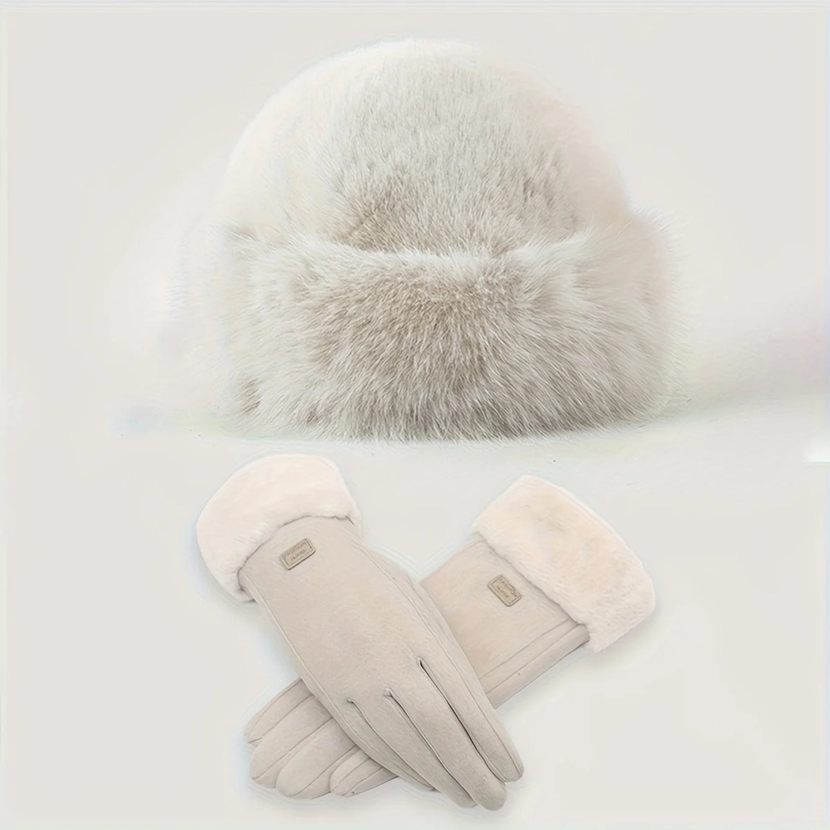 Pluche Winterset Muts en Handschoenen Dames Teddy Fleece Warm Buckethat Winteraccessoires Wintersport | Sulvida
