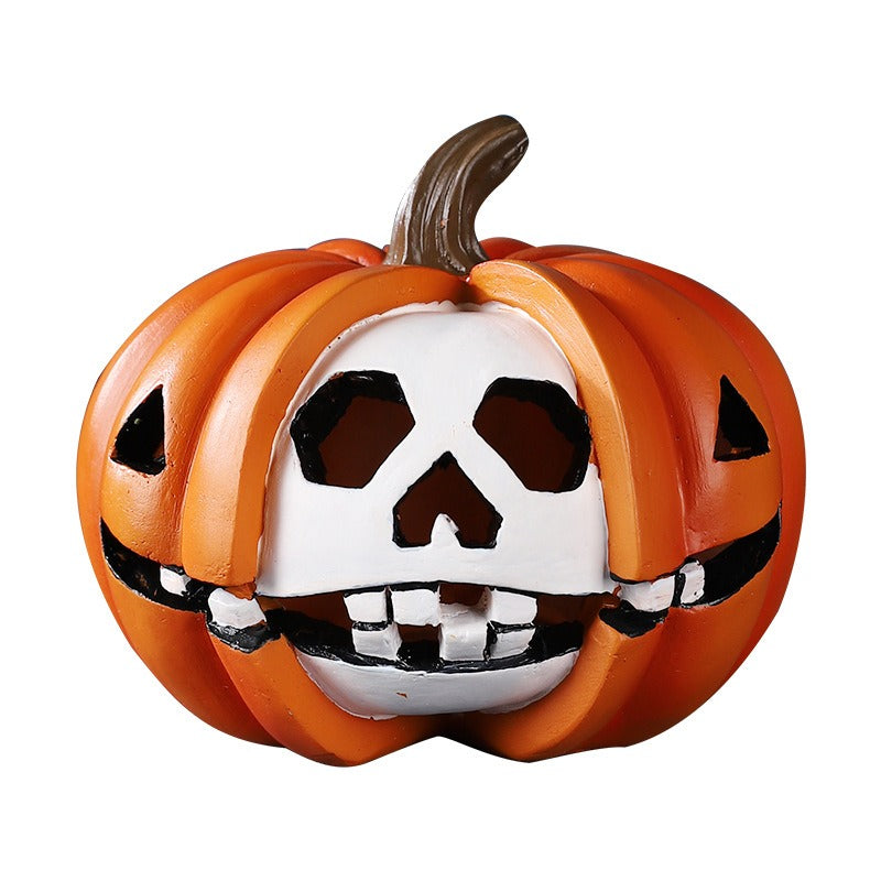Pompoen Schedel Decoratie Hars Figuur Halloween Ornament Bureau Display Griezelig Gothic Interieur Accessoire | Sulvida