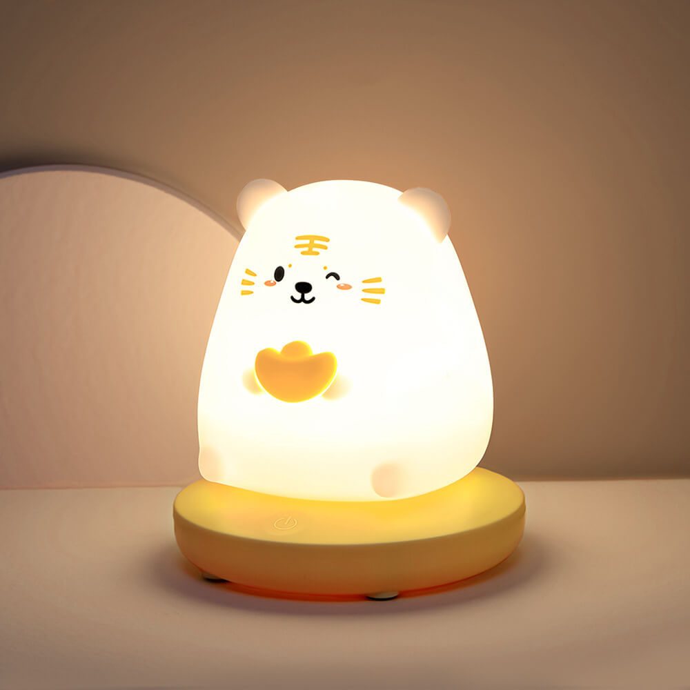 LED Nachtlampje Dierenfiguur Siliconen | Tijger Konijn Panda Varken Touch Bediening Soft Glow Kinderkamer Cadeau | Sulvida