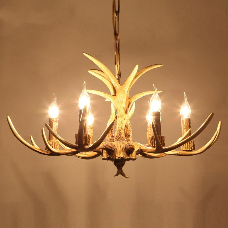 Kroonluchter Gewei Hars Metaal Vintage Rustiek Woonkamer Eetkamer Slaapkamer Hanglamp Landelijk Sfeerverlichting | Sulvida