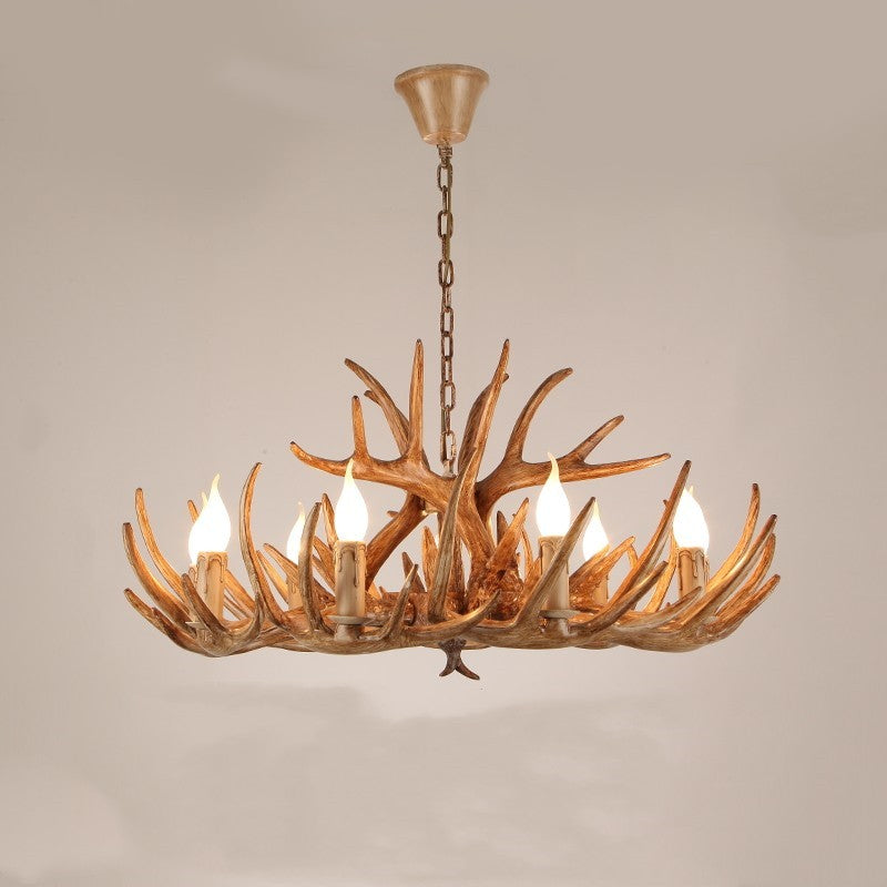 Kroonluchter Gewei Hars Metaal Vintage Rustiek Woonkamer Eetkamer Slaapkamer Hanglamp Landelijk Sfeerverlichting | Sulvida