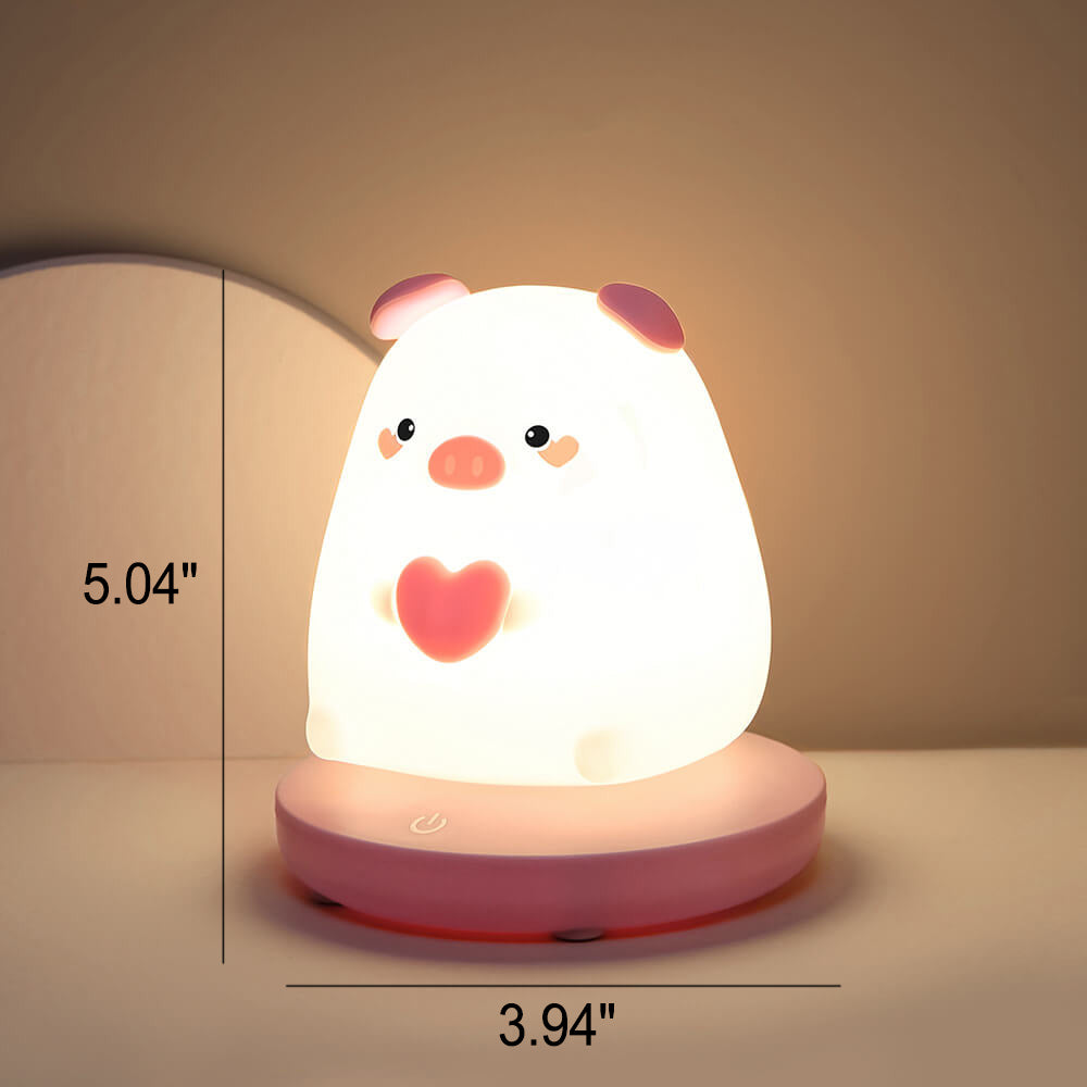 LED Nachtlampje Dierenfiguur Siliconen | Tijger Konijn Panda Varken Touch Bediening Soft Glow Kinderkamer Cadeau | Sulvida