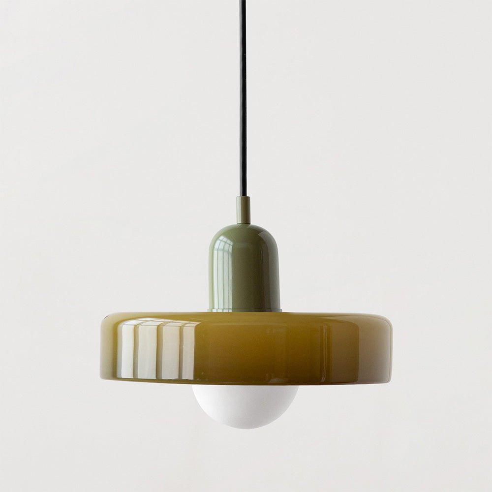 Glazen Hanglamp Rond Design Gekleurd Glas Ø25-35cm Groen Geel Wit Eettafel Woonkamer Eetkamer Decoratief | Sulvida