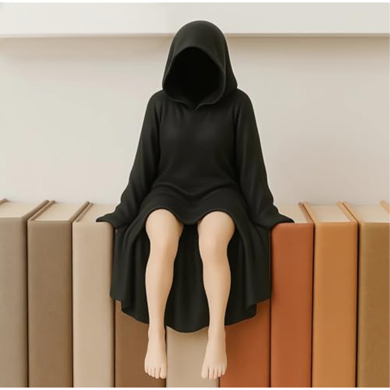 Zwarte Vrouwenfiguur met Masker Decoratie Woonkamer Interieur Kast Schoorsteenmantel Halloween Sfeer | Sulvida