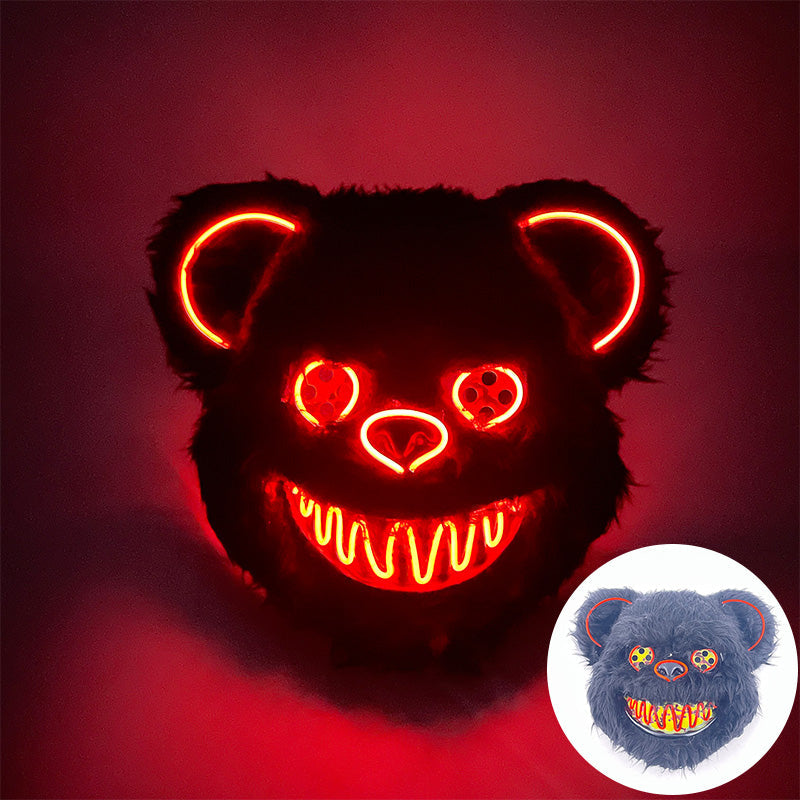 LED Verlichte Horrormask Beer Griezelig Carnavalsmasker Feestdecoratie Cosplay Halloween Props Verkleedpartij | Sulvida