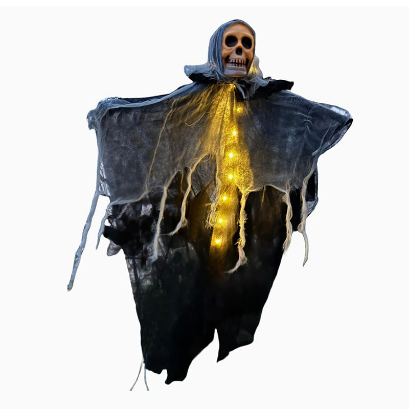 Verlichte Hangdecoratie Spookfiguur 61x80cm Halloween Schedel Gaas Tuindecoratie Horror Feest Griezel | Sulvida