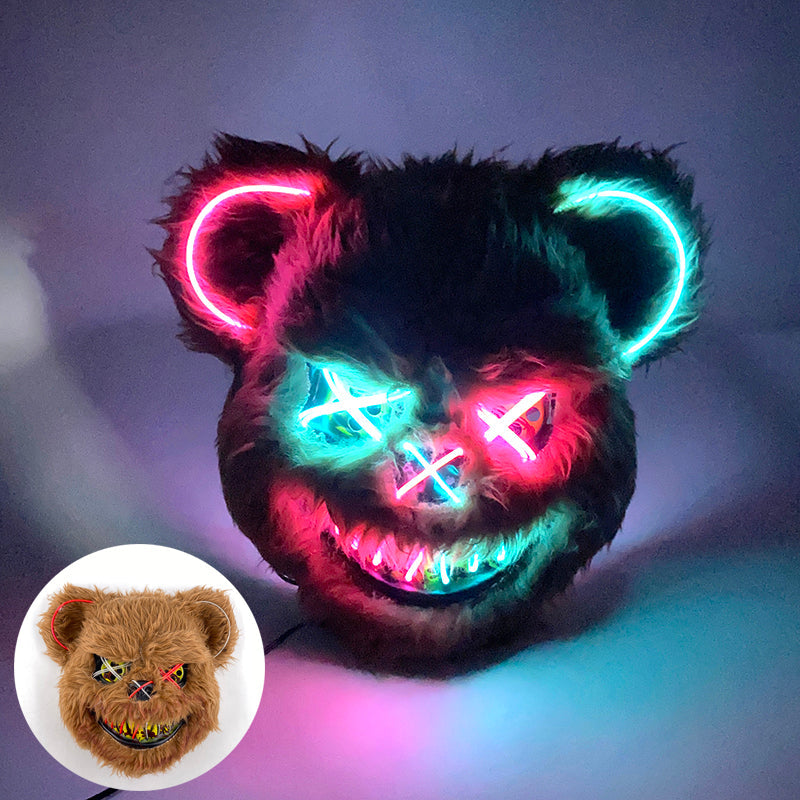 LED Verlichte Horrormask Beer Griezelig Carnavalsmasker Feestdecoratie Cosplay Halloween Props Verkleedpartij | Sulvida