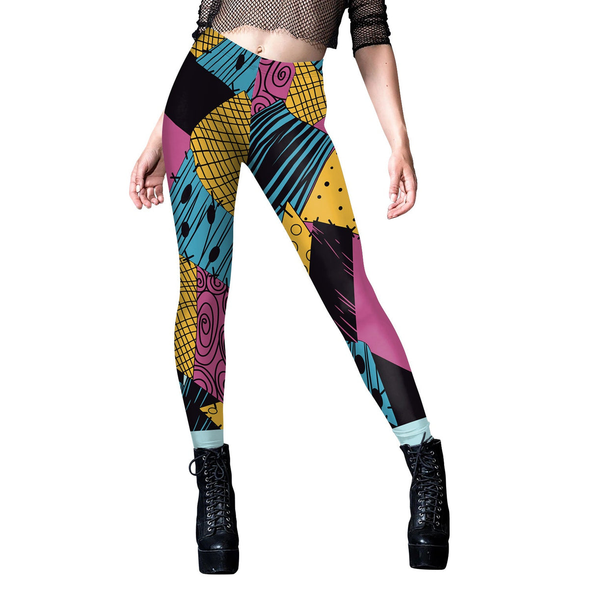 Halloween Kostuum Set Dames Patchwork Jurk met Legging voor Feest Cosplay Carnaval Verkleedkleding Halloween | Sulvida
