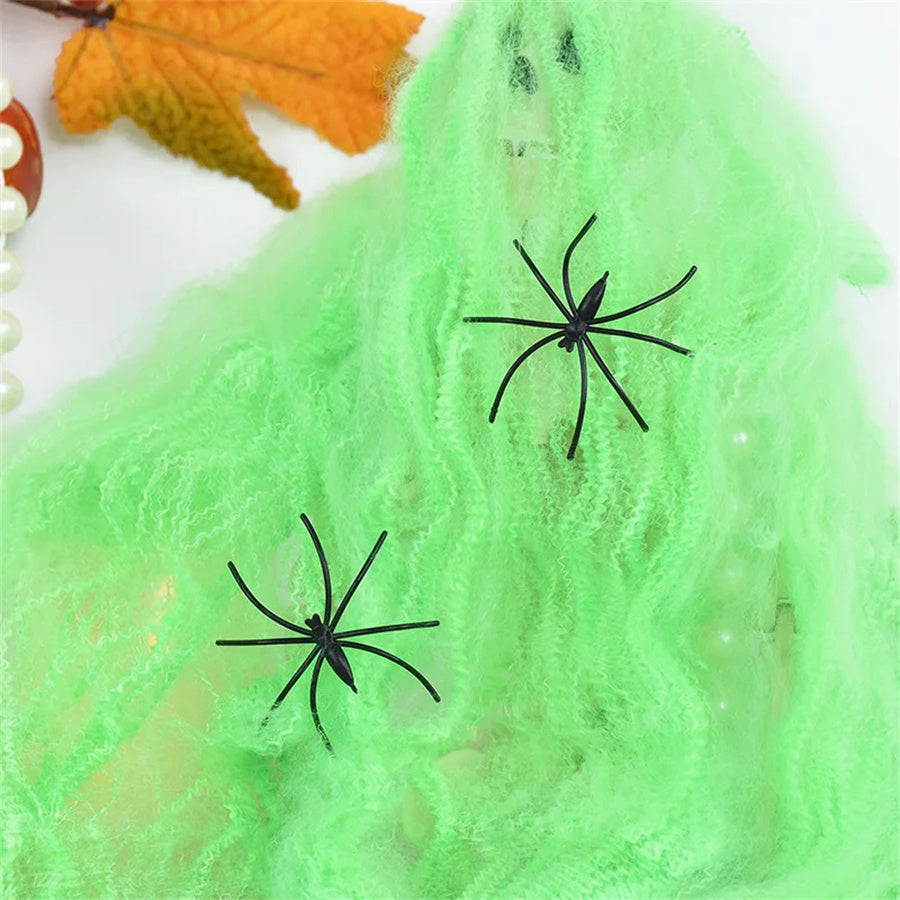 Rekbaar Spinnenwebdecor Wit – Kunstmatig Spinnenweb voor Halloween Decoratie Feest en Huisaccessoires | Sulvida