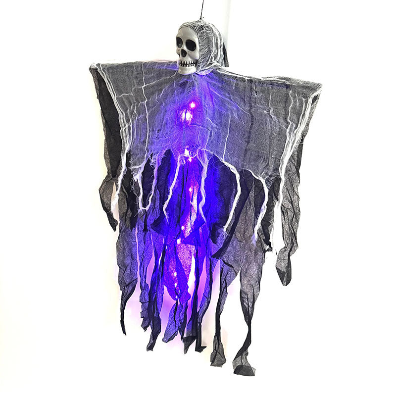 Verlichte Hangdecoratie Spookfiguur 61x80cm Halloween Schedel Gaas Tuindecoratie Horror Feest Griezel | Sulvida