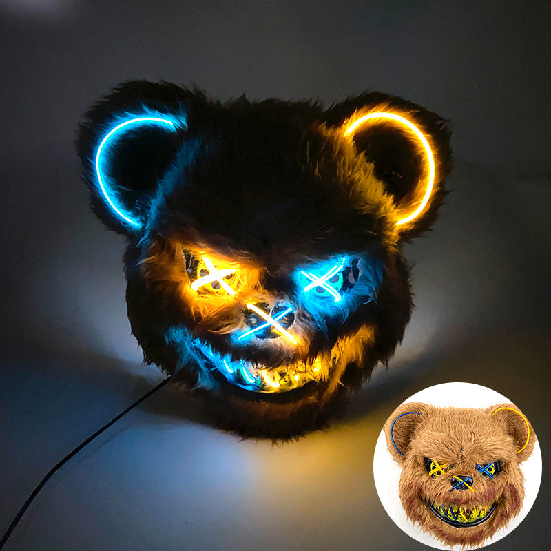 LED Verlichte Horrormask Beer Griezelig Carnavalsmasker Feestdecoratie Cosplay Halloween Props Verkleedpartij | Sulvida