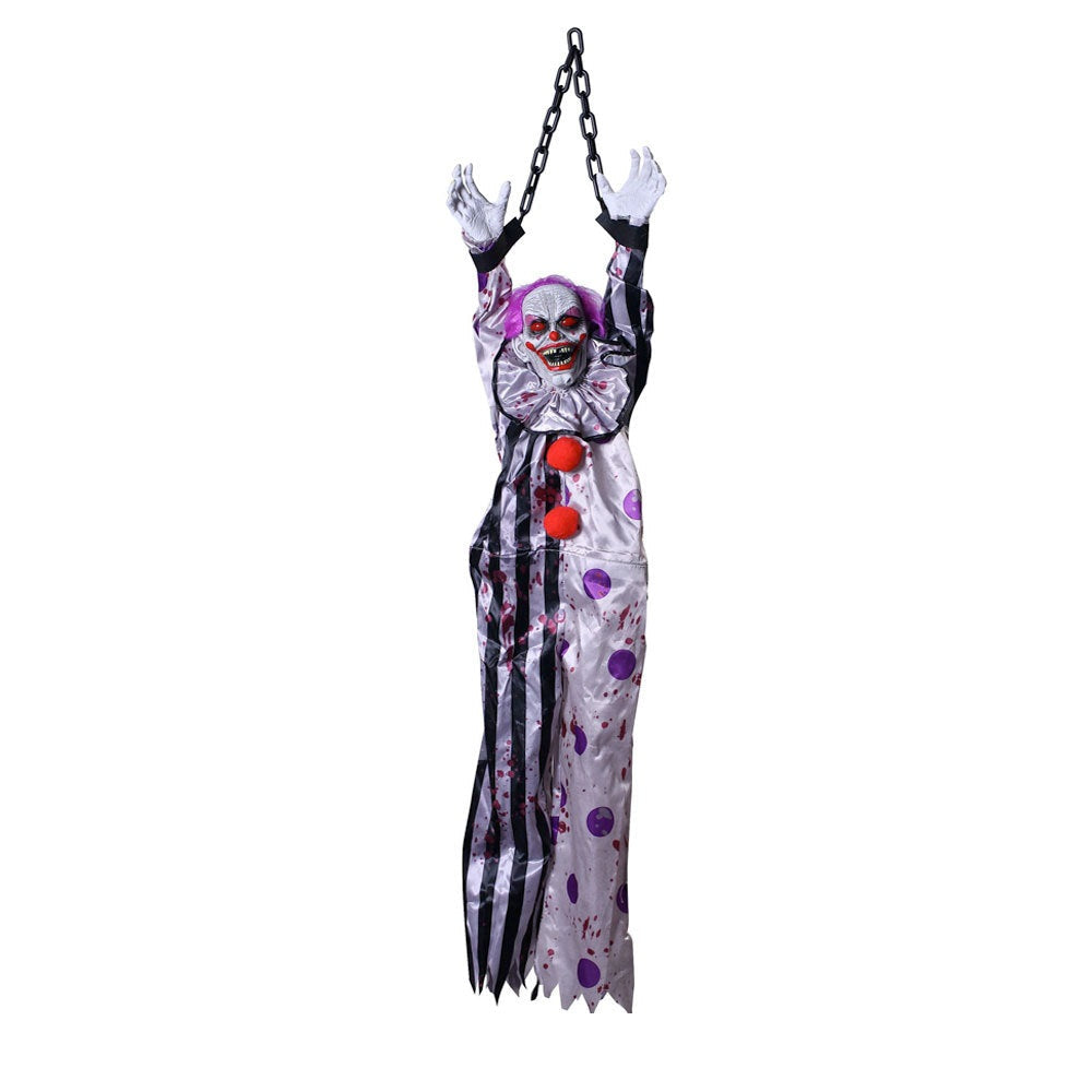 Hangende Spookclown met Geluidsactivatie Lichteffecten Halloween Decoratie Feest Horror Accessoire Interieur | Sulvida