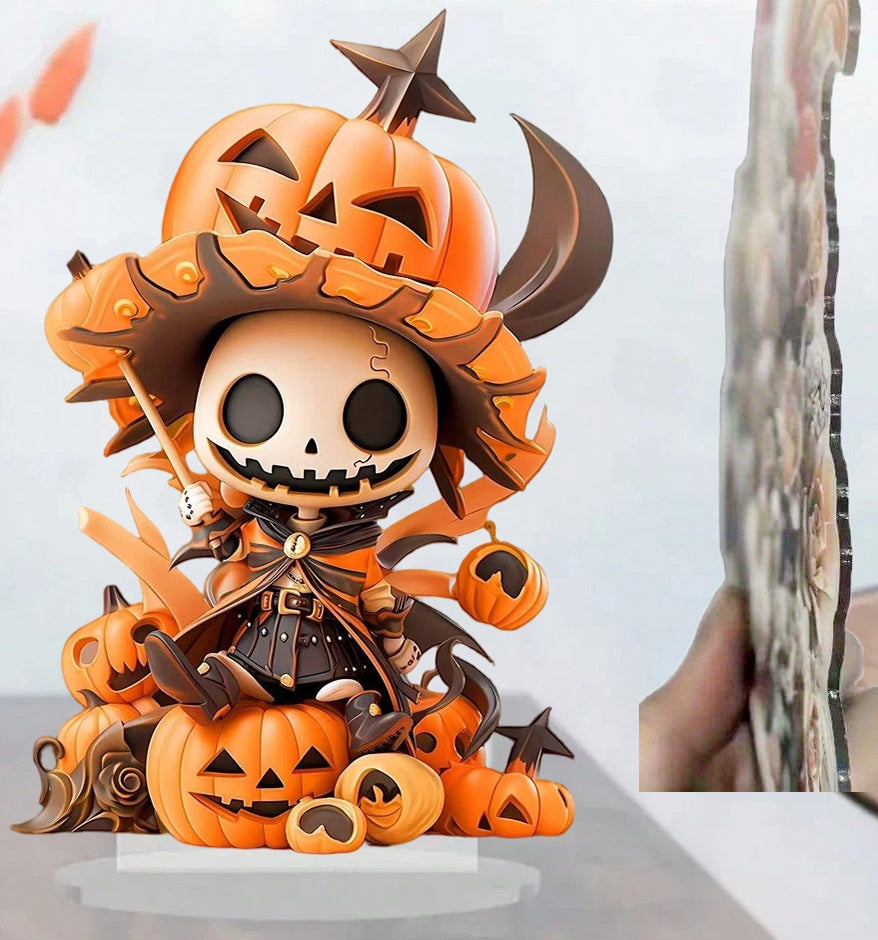 Pompoen Skelet Decoratiefiguur Acryl Plat Design Herfst Tafelornament Halloween Decoratie Thuis Café Bureau | Sulvida