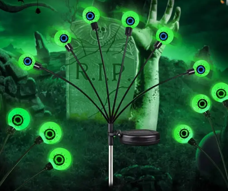 Decoratieve Tuinlampjes Oogbol 6 Koppen op Zonne-energie Padverlichting voor Tuin Terras en Halloween Feest | Sulvida