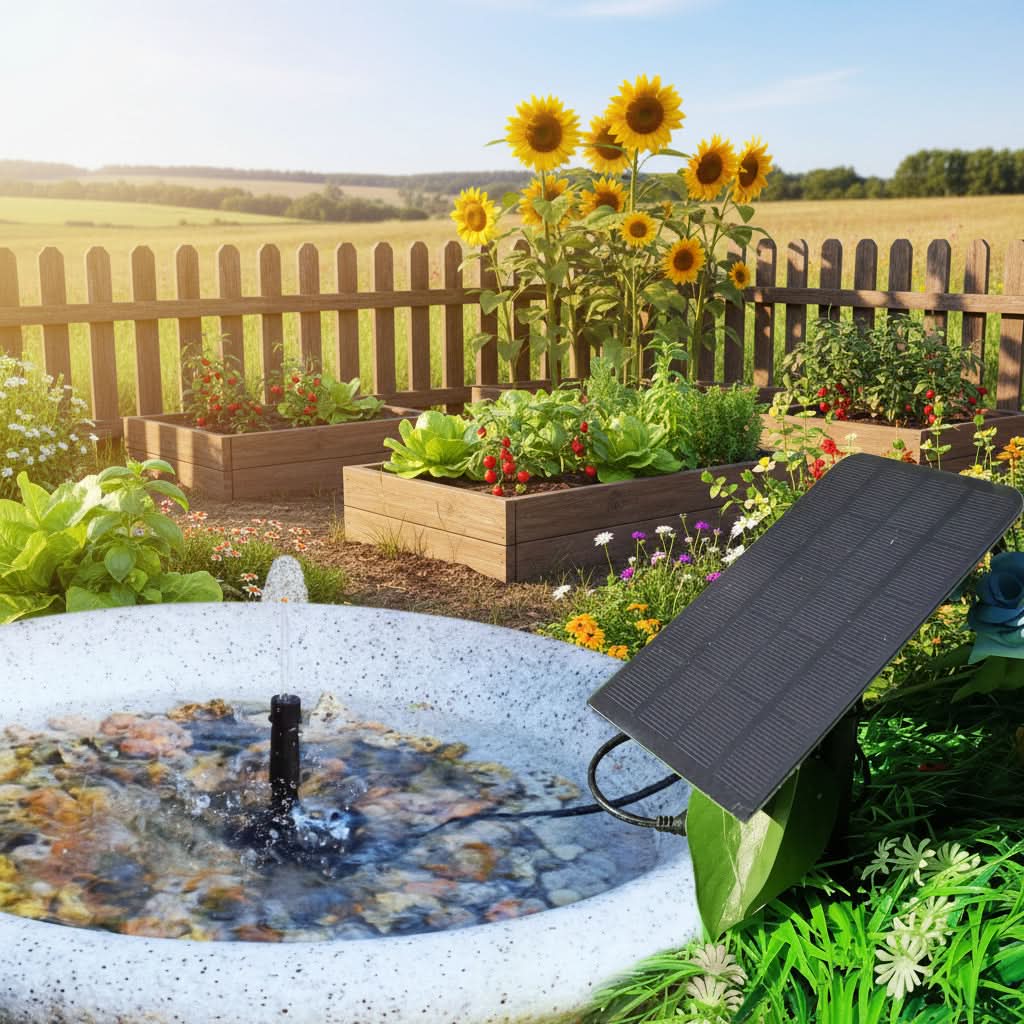 Fontaine flottante solaire pour étangs et bains d’oiseaux avec circulation de l’eau, décoration de jardin | Sulvida