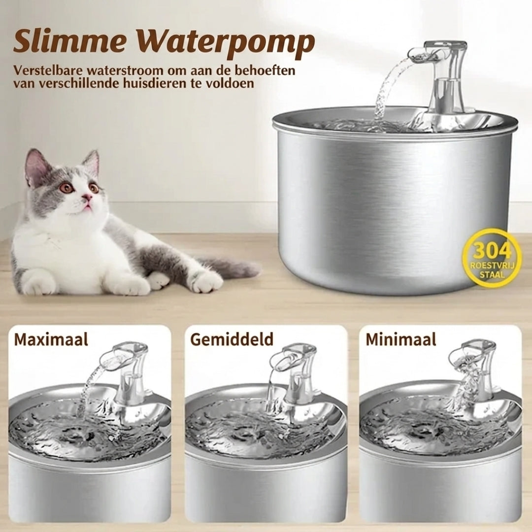 Fontaine pour chats avec détection de mouvement et système de filtration à 4 couches – Abreuvoir en acier inoxydable de 2 litres pour chats et chiens | Sulvida