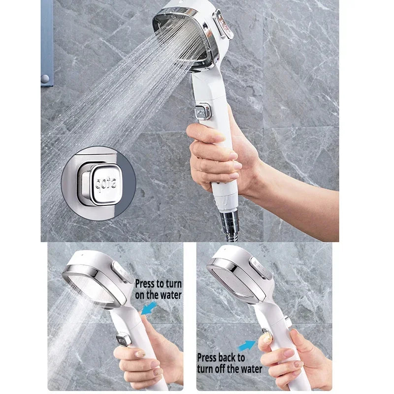 Handdouche 3 Standen Waterbesparend ABS Massagestraal Stopknop Verstelbaar Badkamer Wellness Doucheaccessoire | Sulvida