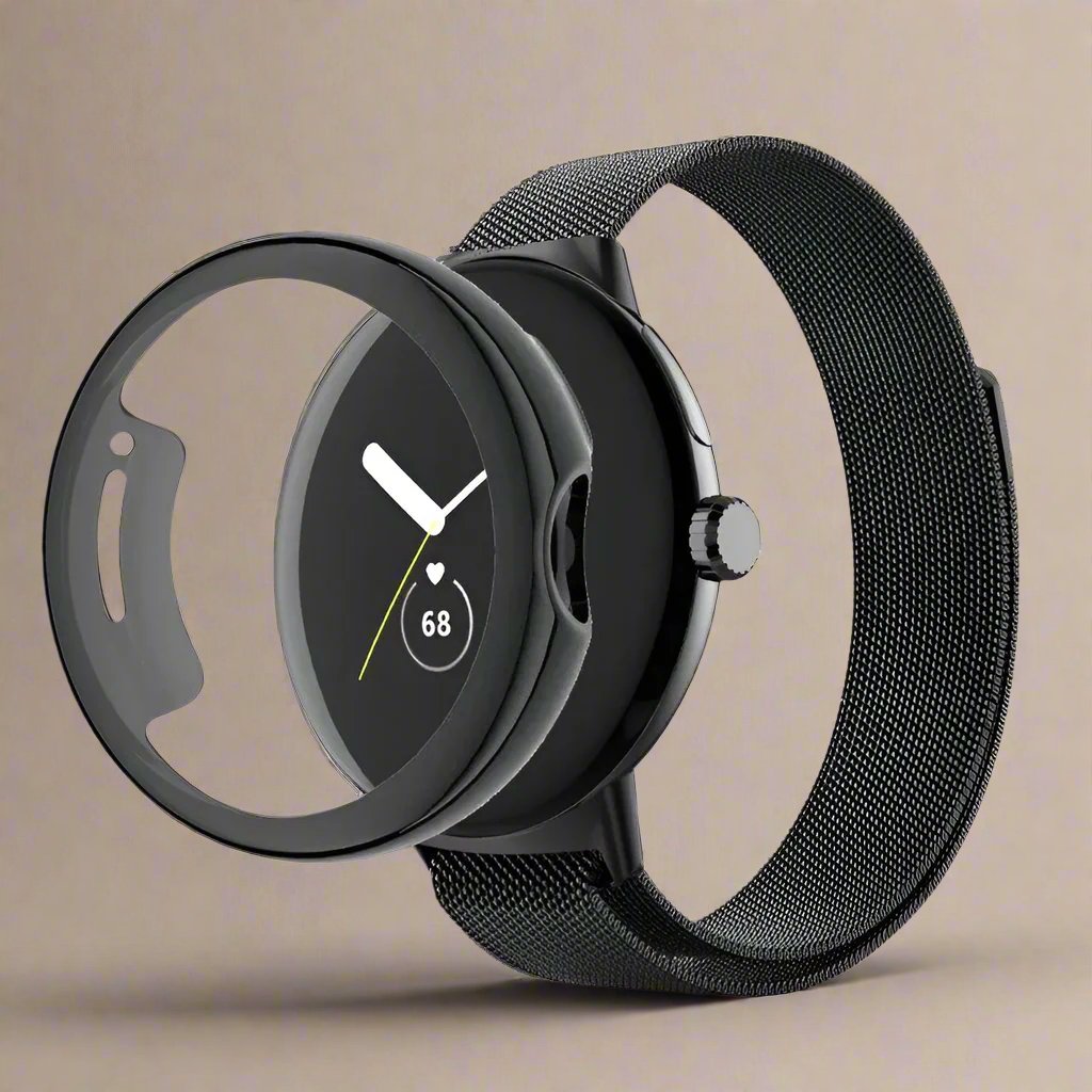 Bracelet de montre en acier inoxydable avec boîtier pour Google Pixel Watch et Pixel Watch 2 | Sulvida