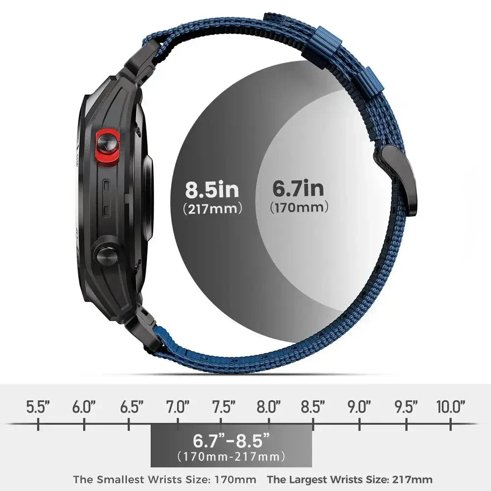 Bracelet de montre tactique en nylon - bracelet de remplacement durable QuickFit noir gris bleu kaki camouflage pour smartwatch | Sulvida