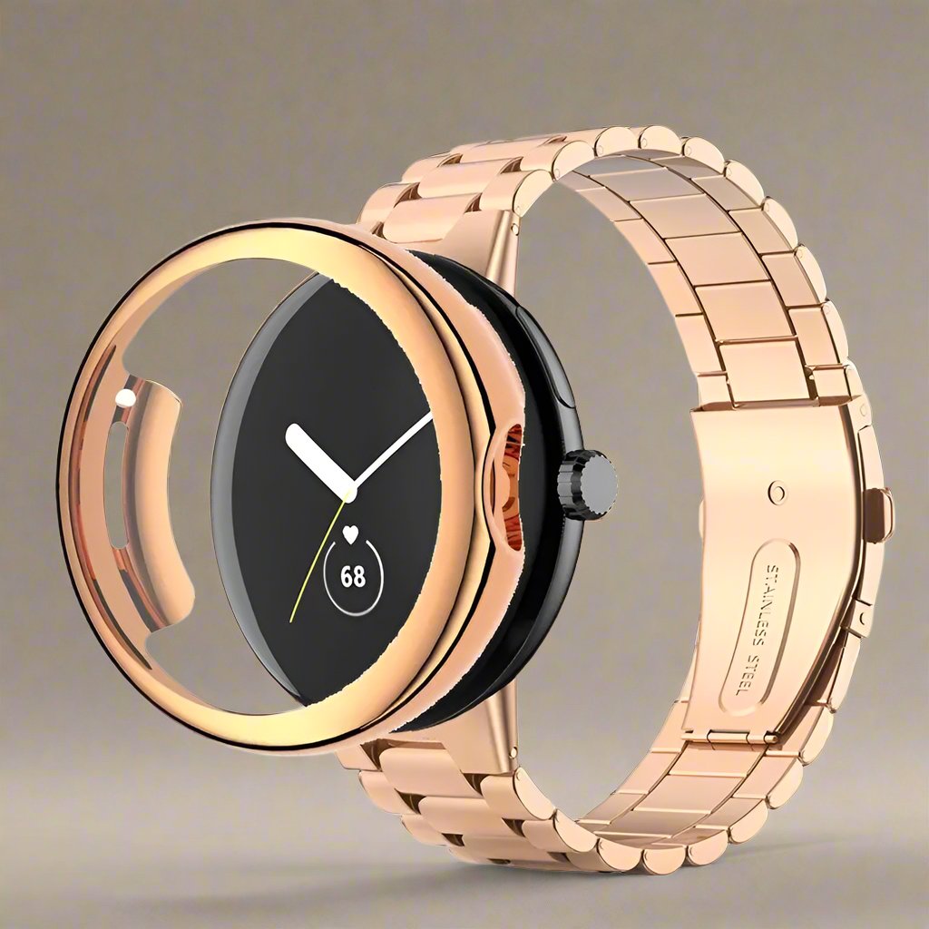 Bracelet de montre en acier inoxydable avec boîtier pour Google Pixel Watch et Pixel Watch 2 | Sulvida