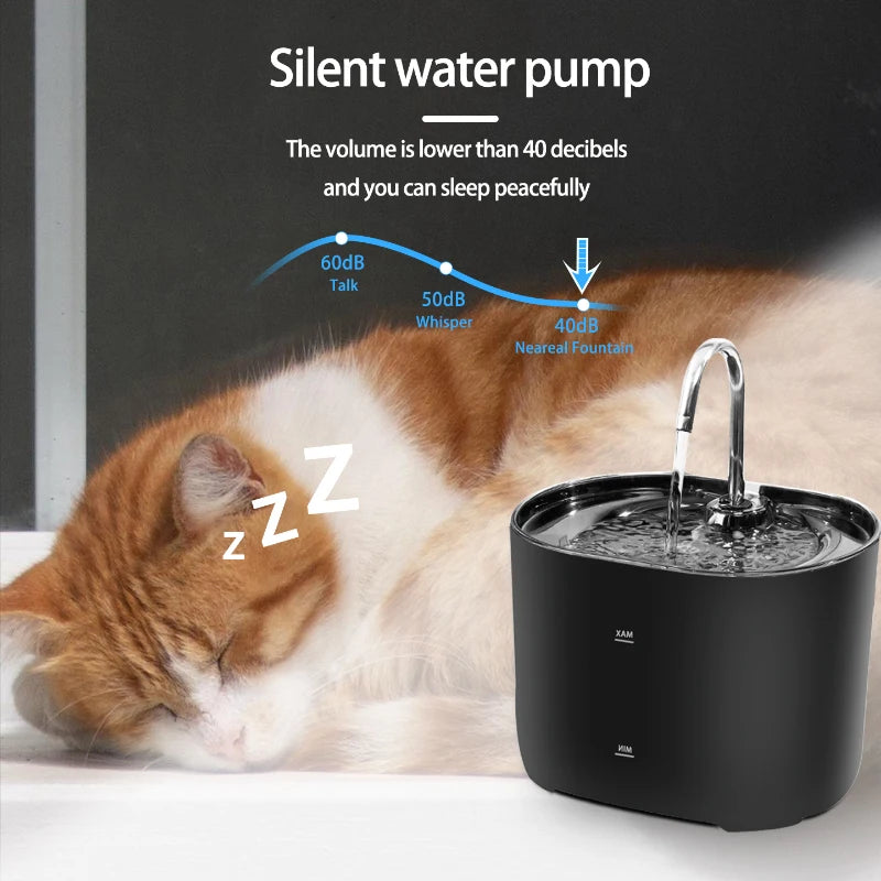 Huisdier Drinkfontein met Kraanstraal 2,2L RVS Filtersysteem Stil Automatisch voor Kat Hond Waterdispenser | Sulvida
