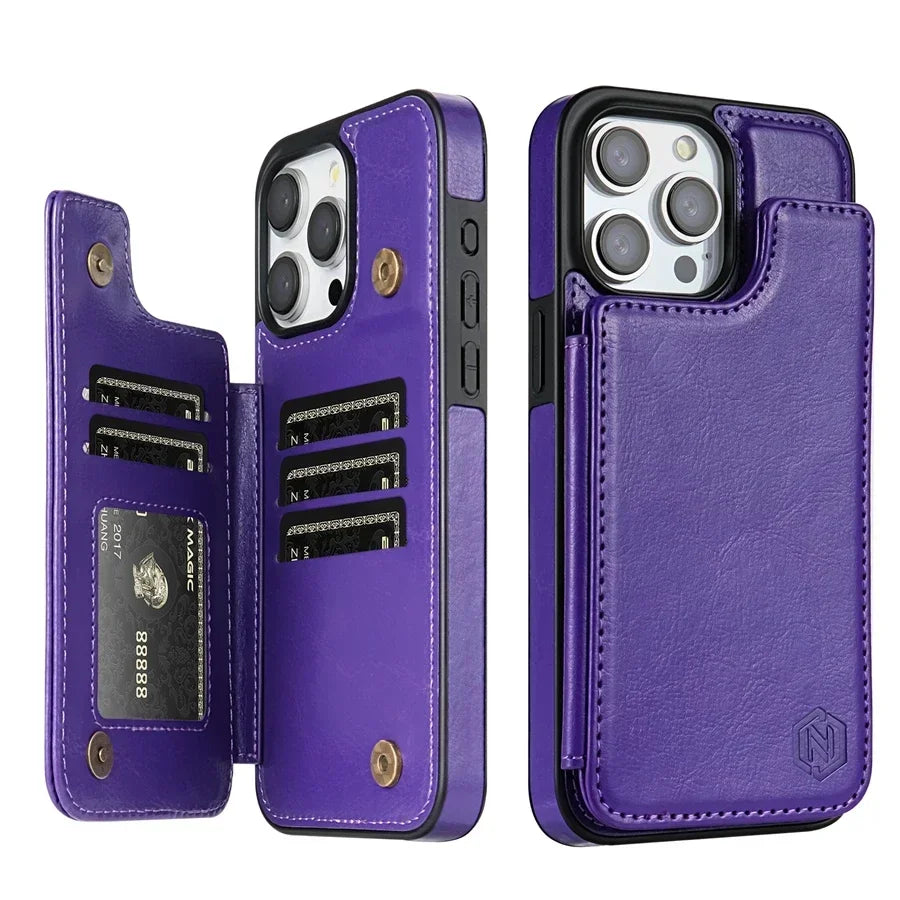 Lederen Telefoonhoesje met RFID-Blokkering en Portemonnee Functie – Magnetisch Flip Cover Bescherming | Sulvida