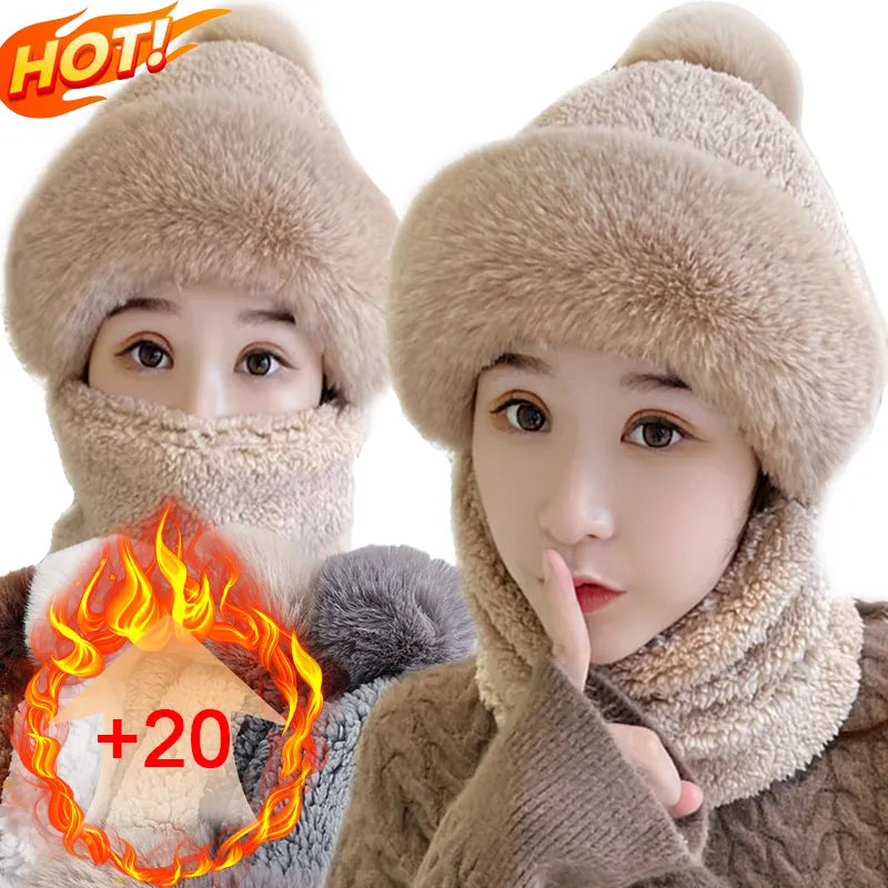 Warme Dikke Muts Sjaal Set voor Dames – Pluizig Winteraccessoire Veelzijdig Design Gebreide Muts en Sjaal | Sulvida