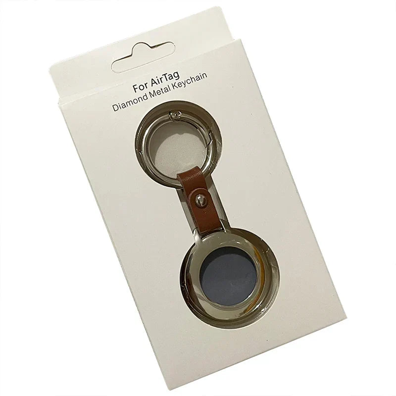Lederen Sleutelhanger Beschermhoes voor Tracker Zwart Zilver met Metalen Ring Stijlvol Compact Duurzaam | Sulvida