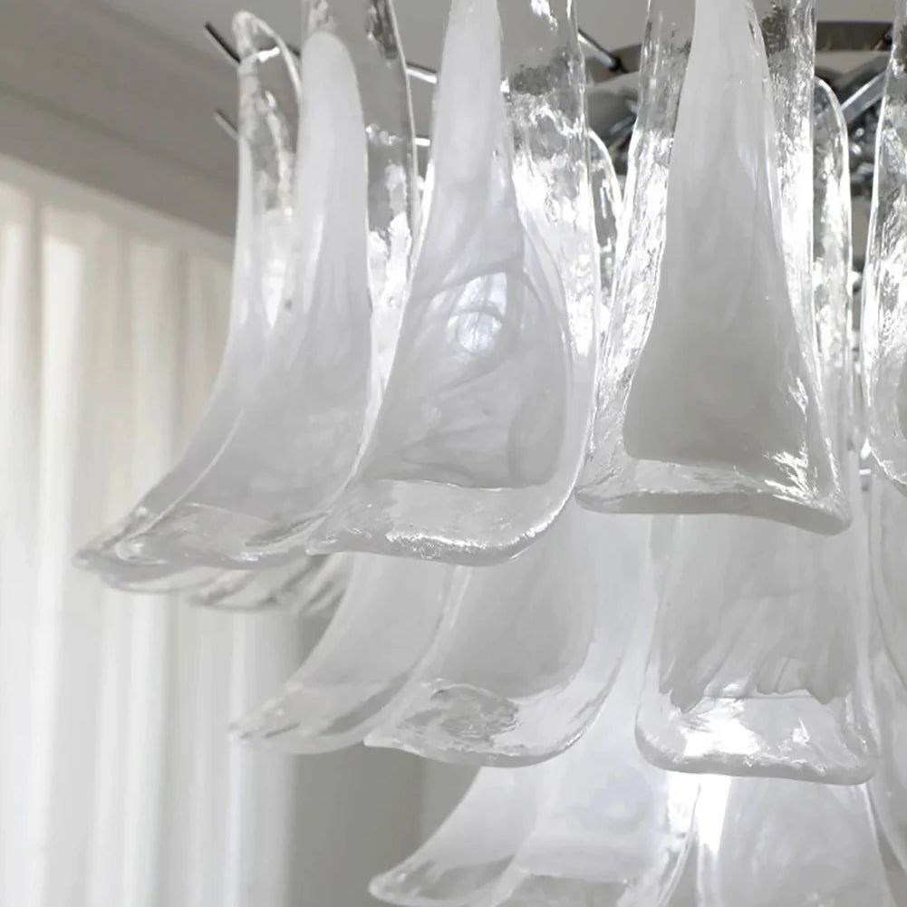 Glazen Kroonluchter Bloemblaadjes met LED Dimbaar voor Woonkamer Slaapkamer Eetkamer Entree Hal en Eettafel | Sulvida