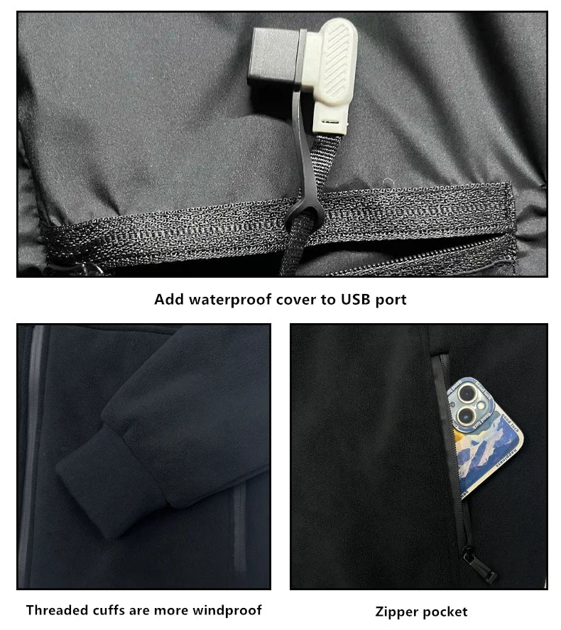 Veste polaire chauffante avec 8 zones de chauffage pour femme et homme, veste d’extérieur chaude en polaire pour l’hiver | Sulvida