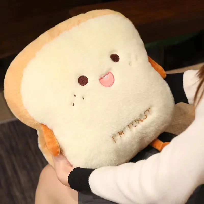 Pluche Handwarmer Kussen Toast Brood Vorm Zacht Knuffelkussen Warmtekussen voor Koude Handen Winters | Sulvida