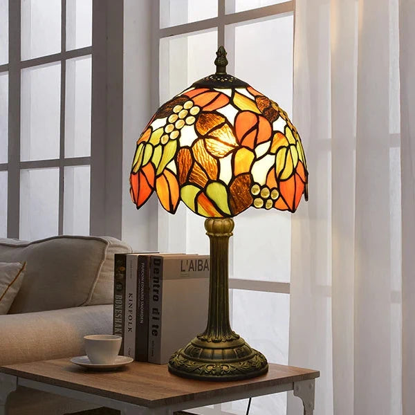 Vintage Tafellamp Gekleurd Glas Hars Voet Drukknop E27 Bureau Nachtkastje Sfeervol Retro Woonkamer Design | Sulvida