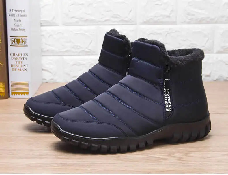 Gevoerde Winterlaarzen Heren met Rits Waterdicht Zwart Bruin Blauw Sneeuw Enkelboots Platform Outdoor | Sulvida