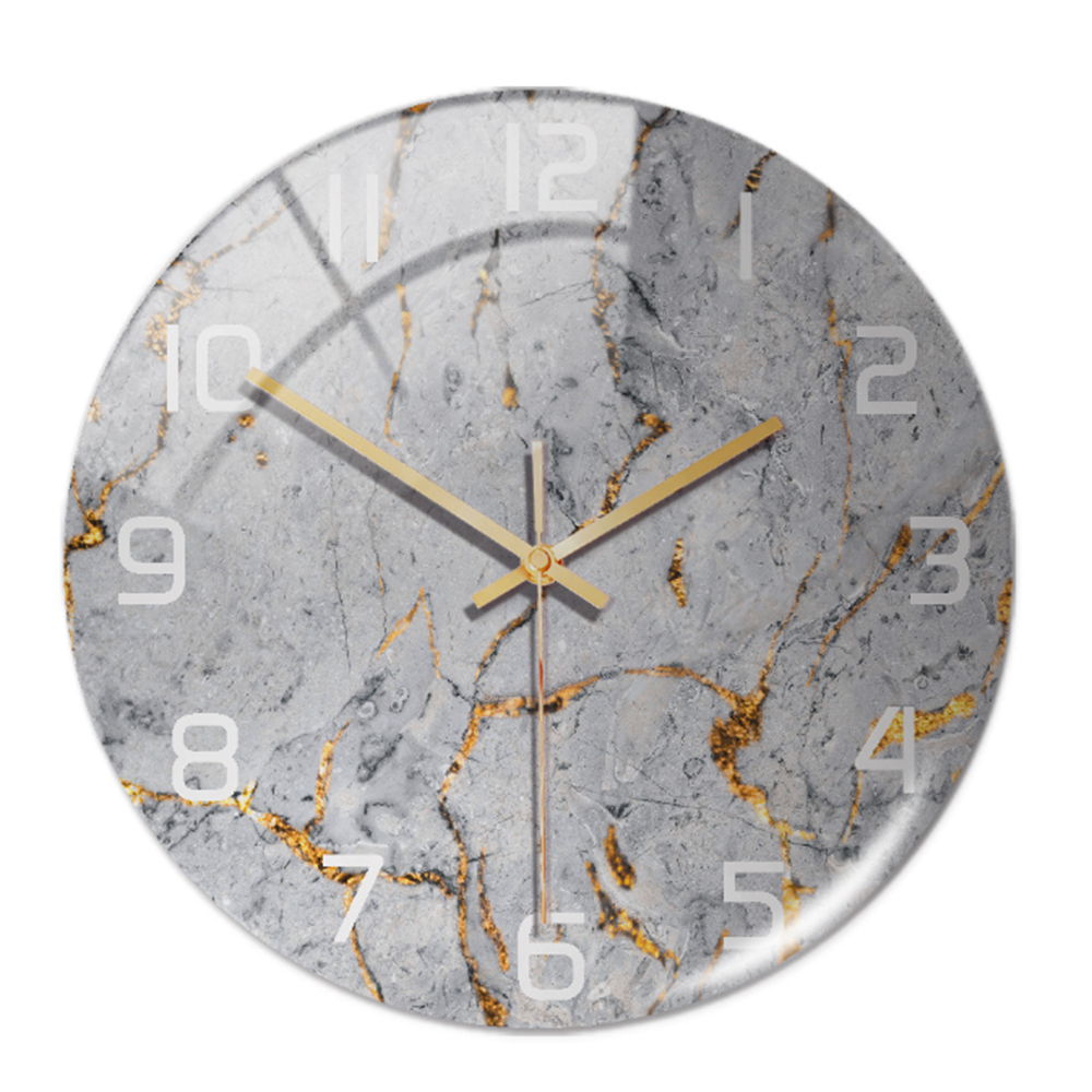 Ronde Wandklok Luxe Gouden Accent Moderne Tijdweergave Stille Uurwerk Klokken Wanddecoratie Interieur Kleur Grijs | Sulvida