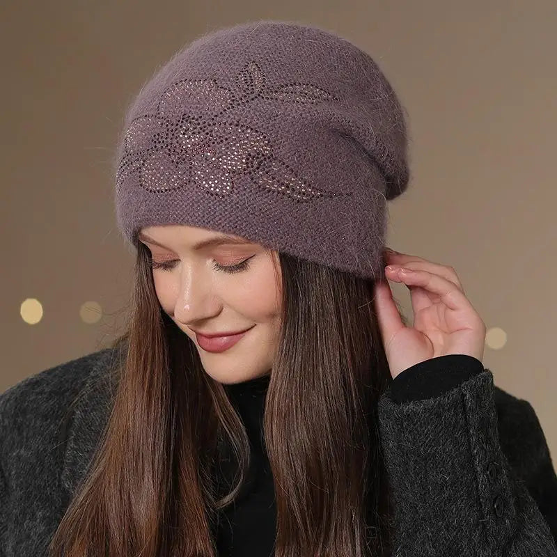Gebreide Dames Wintermuts met Decoratief Detail Warme Beanie Hoed Casual Streetwear Geometrisch Patroon | Sulvida