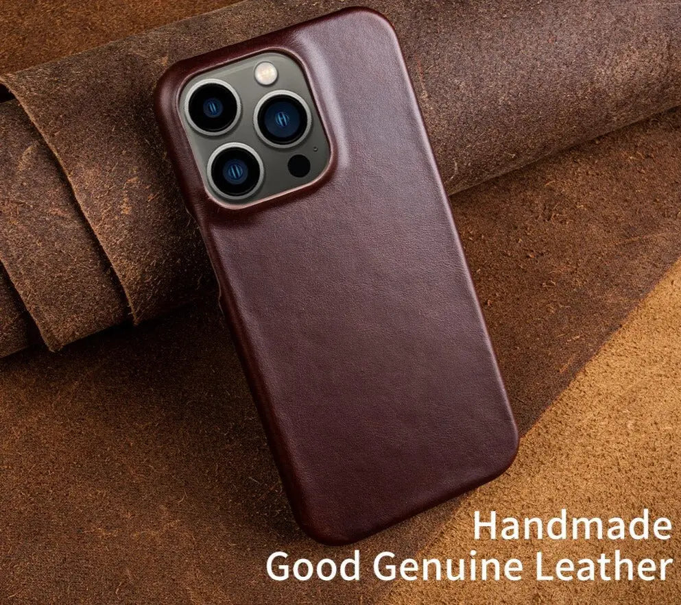 Étui pour iPhone en cuir de vache véritable, professionnel, haut de gamme, fait main, fermeture magnétique, porte-cartes, protection | Sulvida