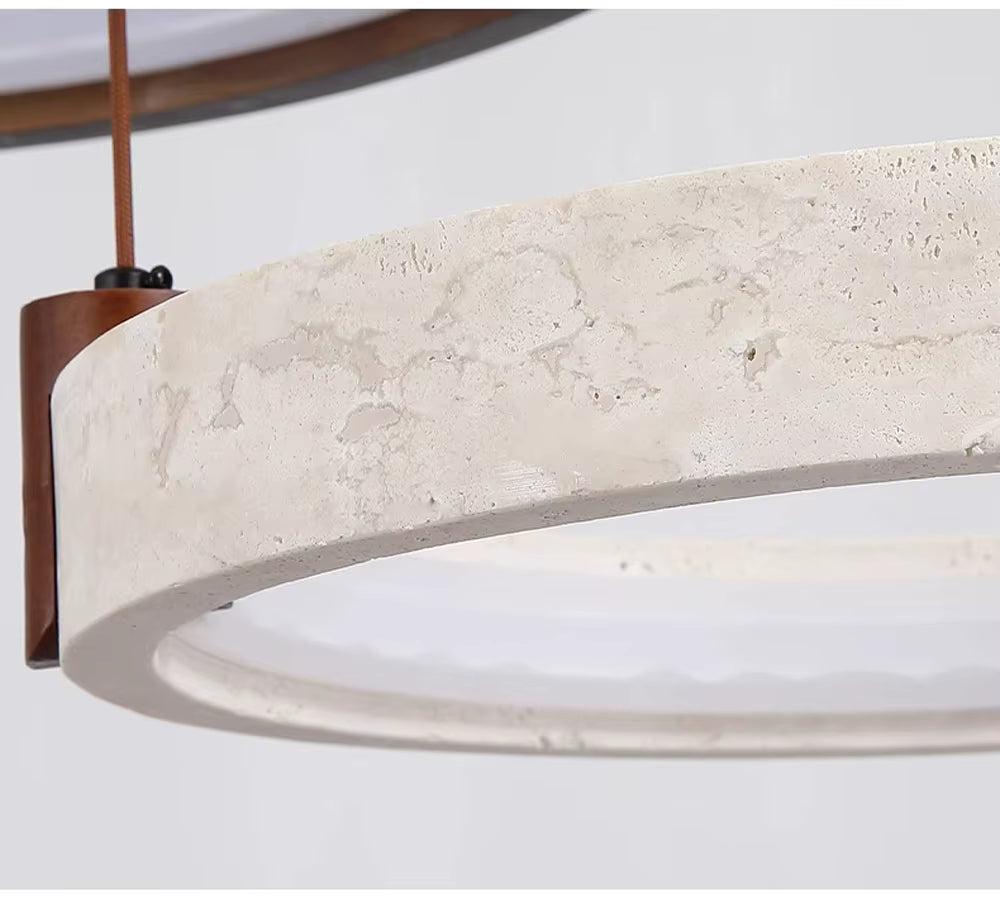 Hanglamp Travertijnsteen Ring Cirkel LED Kroonluchter Woonkamer Eetkamer Natuursteen Modern Design Verlichting | Sulvida