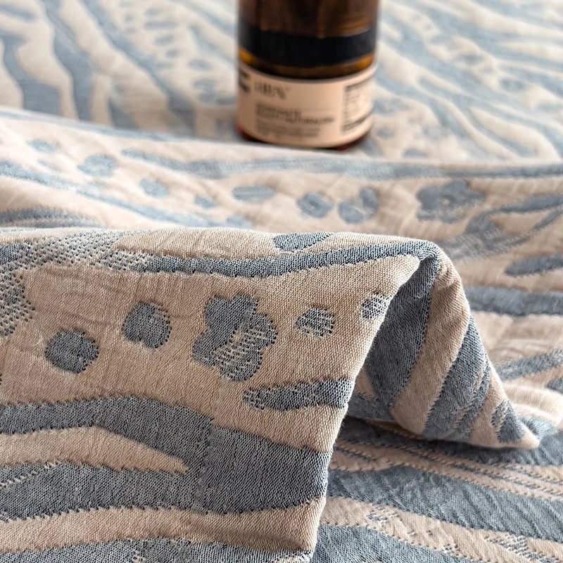 Drielaags Muslin Plaid Katoen Gestreept Lichtgewicht Ademend Zacht Deken Woonkamer Slaapkamer Bed Bank | Sulvida