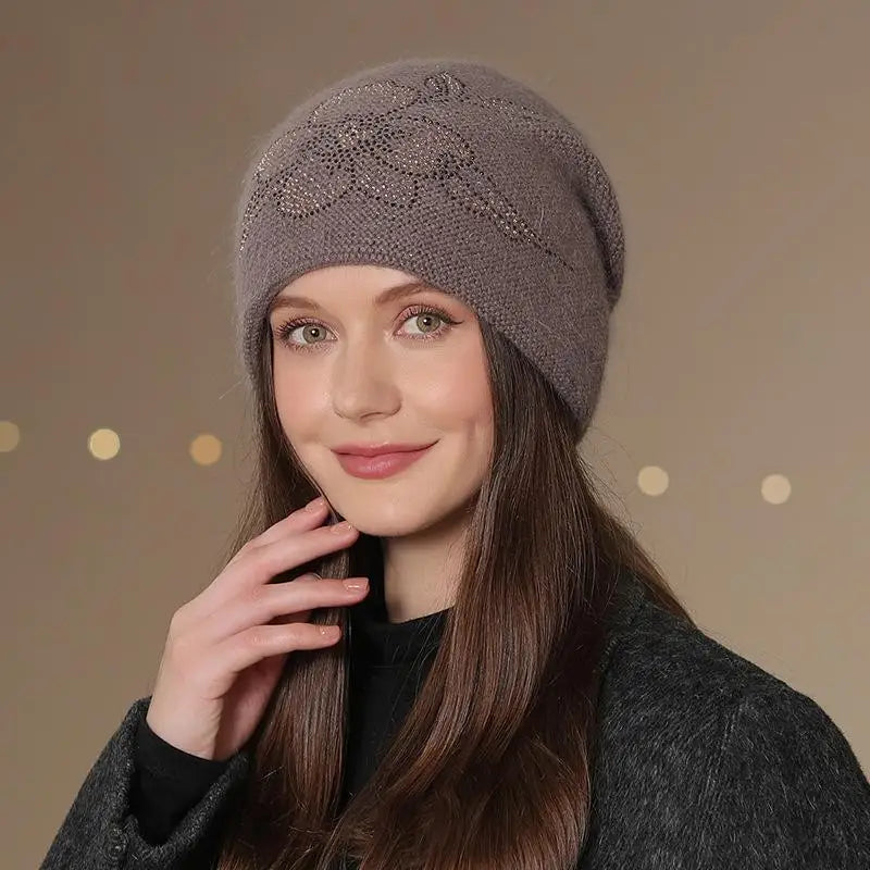 Gebreide Dames Wintermuts met Decoratief Detail Warme Beanie Hoed Casual Streetwear Geometrisch Patroon | Sulvida