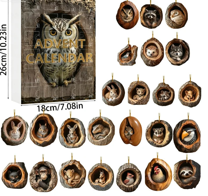 Adventskalender Hond met 24 Hangende Ornamenten – Acrylen Hondenrassen Kerstdecoratie voor Huisdierliefhebbers | Sulvida