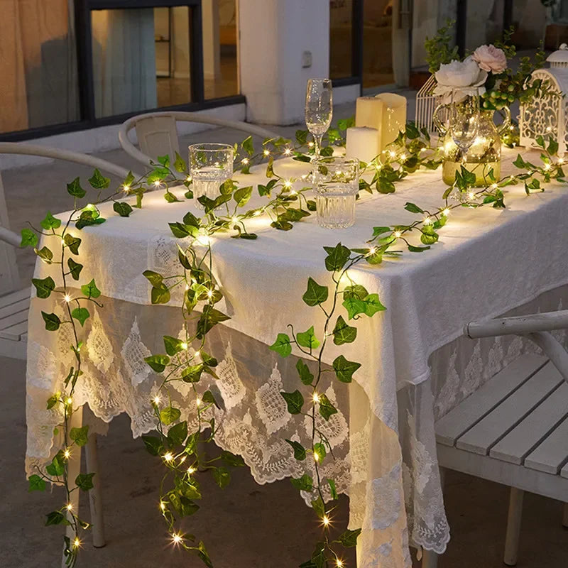 Lichtslinger Kunstbladeren LED Batterij 2m 5m 10m Sfeerlicht Tuin Kerstversiering Feestverlichting Decoratie | Sulvida