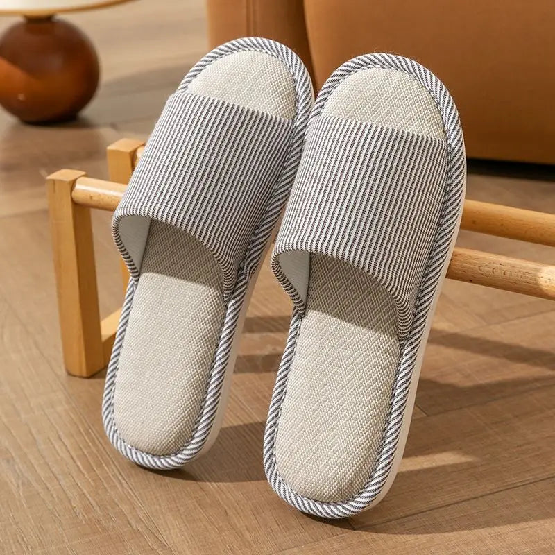 Linnen Pantoffels Dames Heren Zomer Winter Binnenshuis Open Casual Huisslippers Unisex Comfortabel Ademend | Sulvida