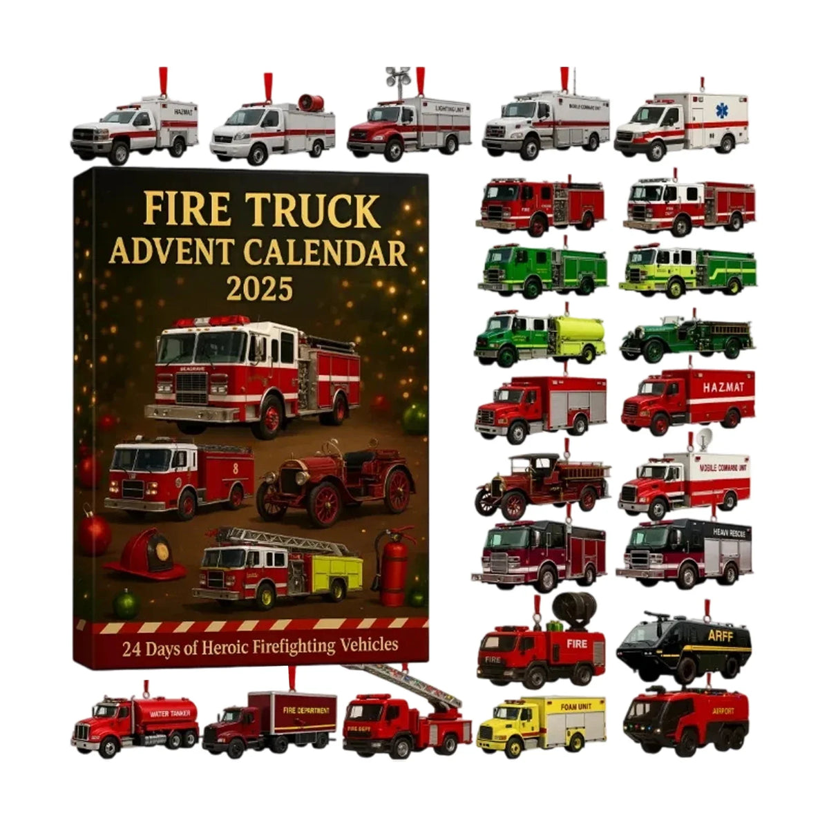 Adventskalender Brandweer met 24 Verrassingen Speelgoedauto's Figuren Accessoires Kerstcadeau Kinderen | Sulvida