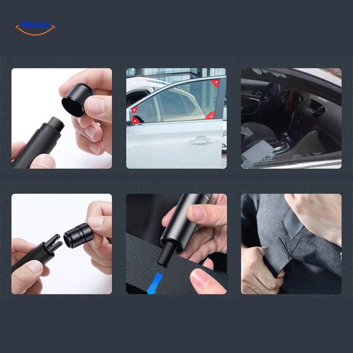 3-in-1 Noodgereedschap Auto Veiligheid Glasbreker Gordelsnijder Veiligheidshamer Compact Redding Noodsituatie | Sulvida