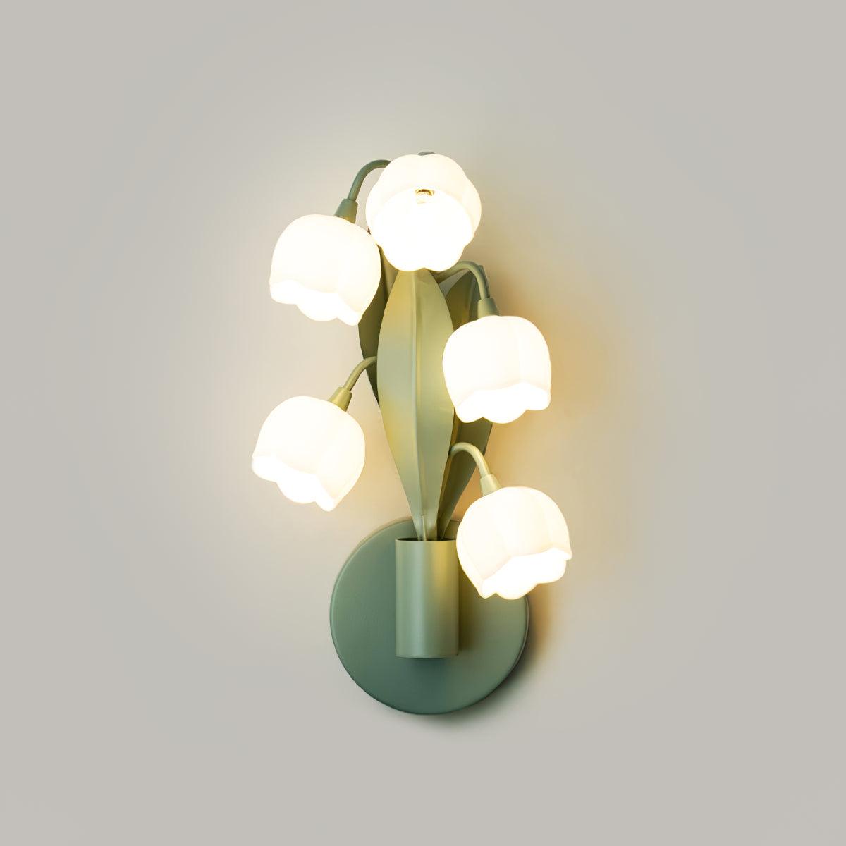 Wandlamp Orchidee Met Bladeren Groen Metaal PC Lichtbron G4 Slaapkamer Hal Badkamer Botanisch Design | Sulvida