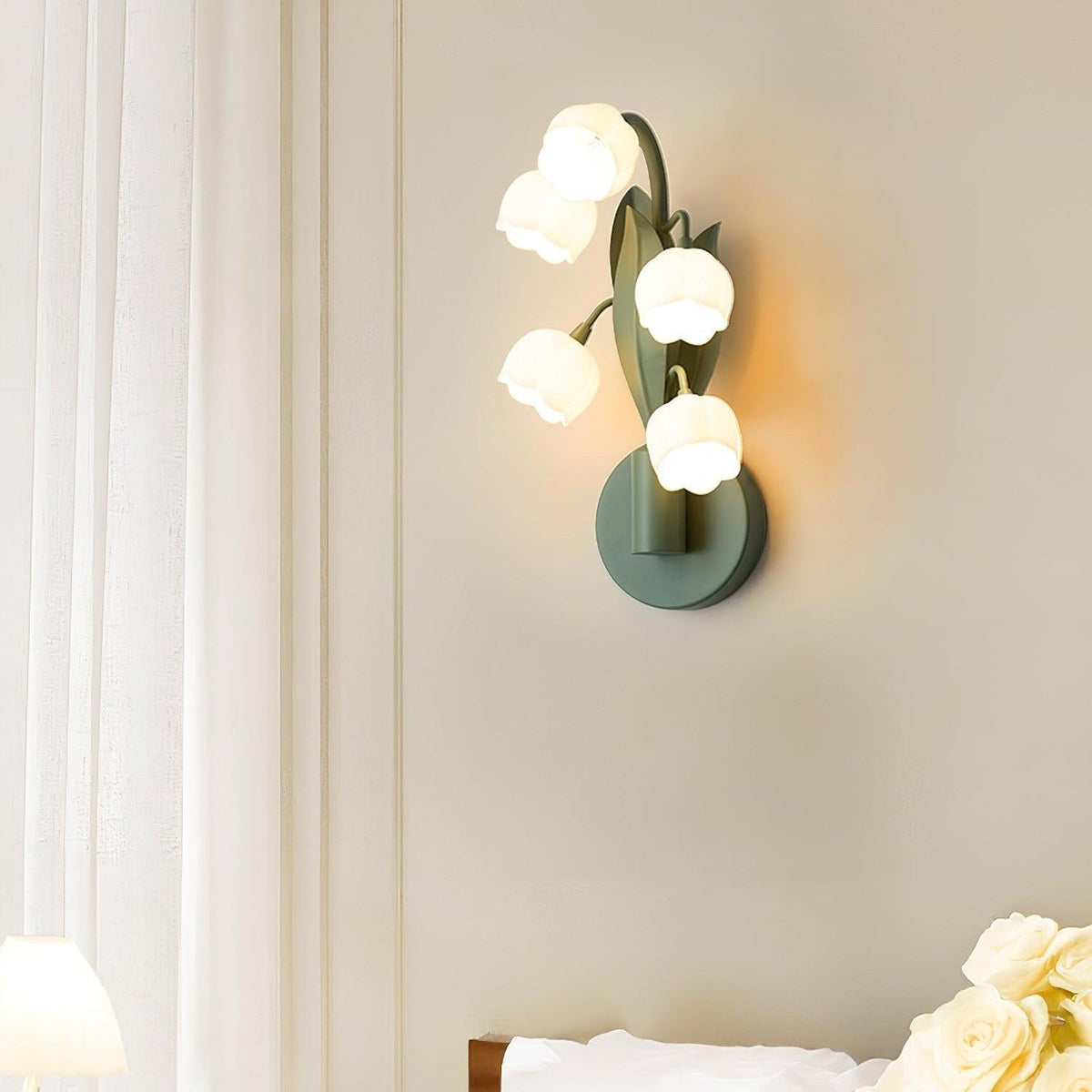 Wandlamp Orchidee Met Bladeren Groen Metaal PC Lichtbron G4 Slaapkamer Hal Badkamer Botanisch Design | Sulvida