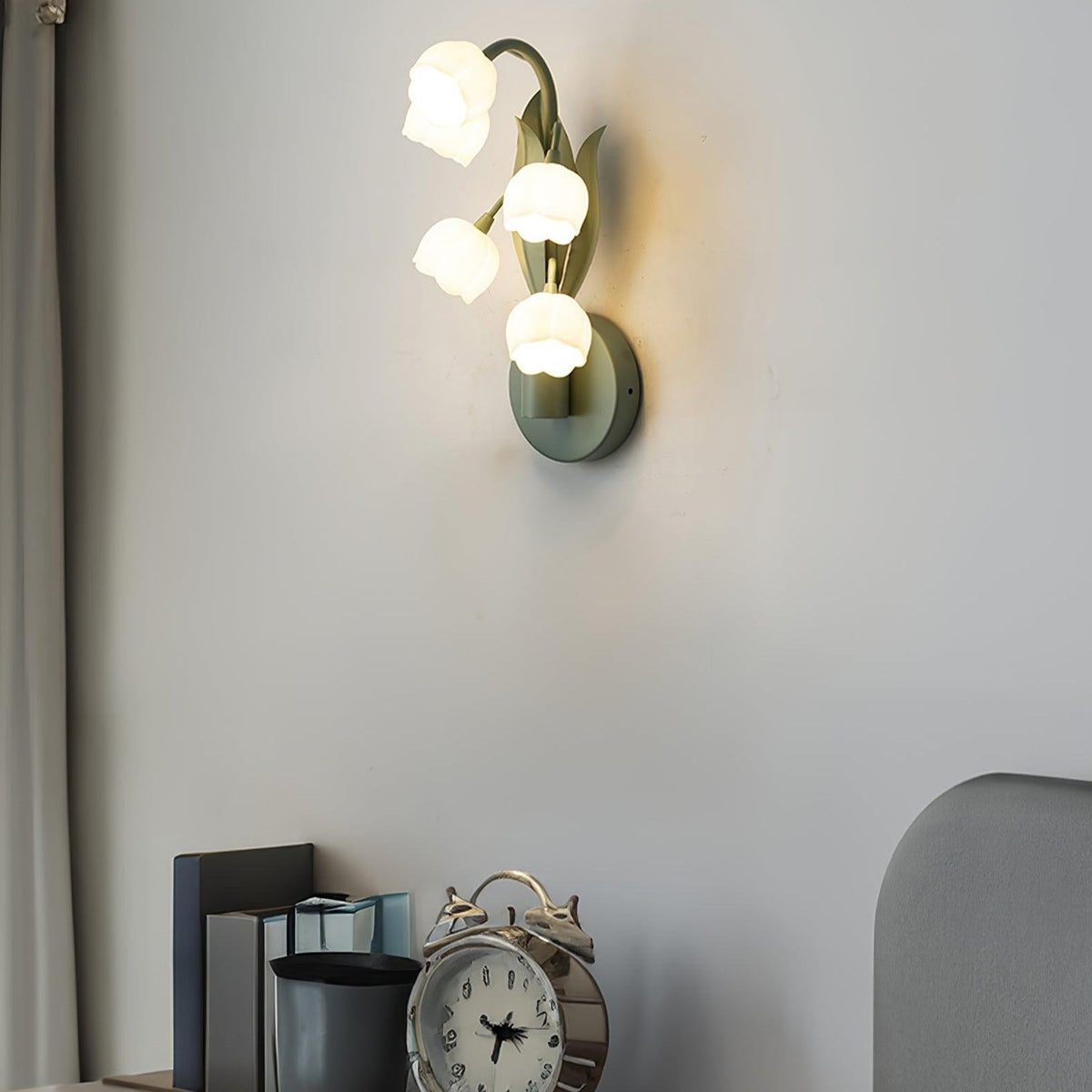 Wandlamp Orchidee Met Bladeren Groen Metaal PC Lichtbron G4 Slaapkamer Hal Badkamer Botanisch Design | Sulvida