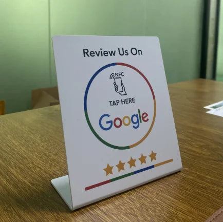 Digitale NFC-kaart voor Google Reviews 15×10×5cm zwart wit bedrijfsfeedback recensies verzamelen klantbeoordeling | Sulvida